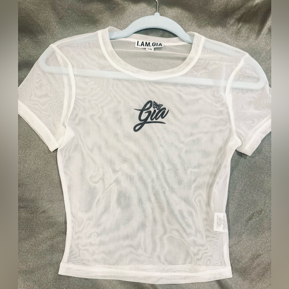 I.AM.GIA White Sheer Mesh Tee